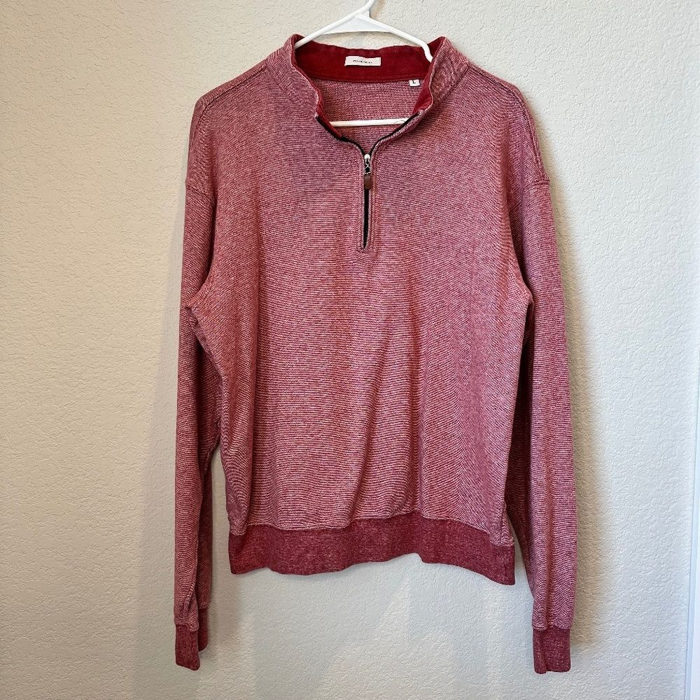 Mens Oliver Ridley Red 100% Cotton Quarter Zip Pullover Sweater - Size L - EUC